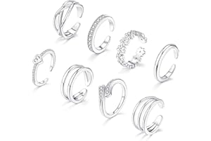 SAMOCO 8 Pcs Toe Rings for Women Toe Ring Non Tarnish Simple Open Adjustable Band Toe Rings Set Beach Foot Toe Ring for Summer