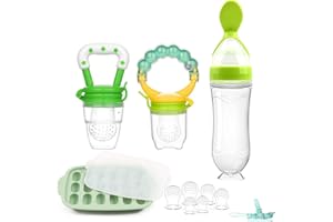 Baby Fruit Feeder & Baby Breastmilk Popsicle Molds-WAJIAYON Silicone Baby Food Freezer Tray Storage Containers, Baby Food Pacifier Feeder and Teether