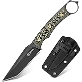 NedFoss PIONEER Small EDC Fixed Blade Knife - 3.4" Full Tang 14C28N Steel Tanto Blade, G10 Handle w/Kydex Sheath, Horizontal Carry for Camping & Tactical EDC Knife