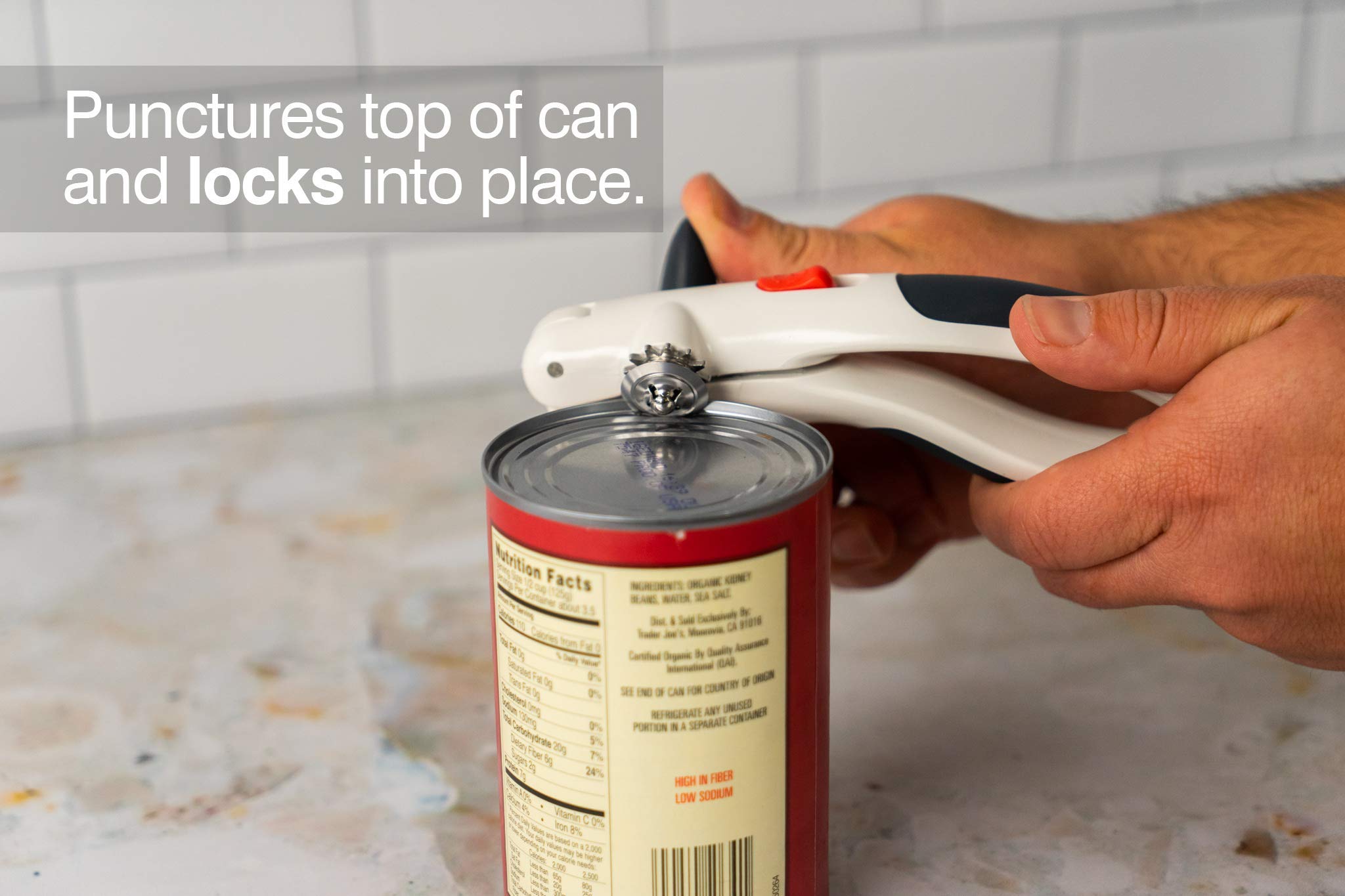 (Lock N' Lift, White) - Zyliss Lock N' Lift Can Opener, White, Magnetic Lid Lifter Manual Safe, New