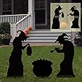Amazon.com : Ivenf Witch Halloween Decorations Outdoor, 2 Large Black Witches with Cauldron ...