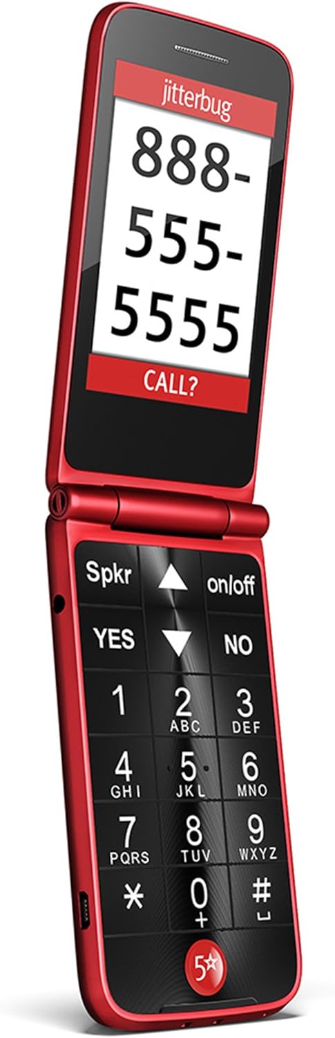 Jitterbug Flip Easy-to-use Cell Phone for Seniors (Red) by GreatCall
