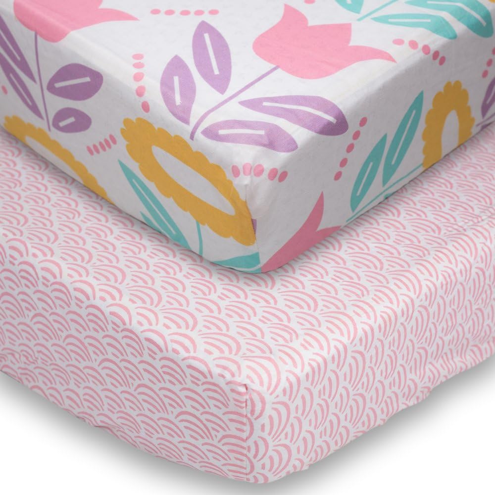 Poppi Living 2 Piece Infant Fitted Sheet, Flower