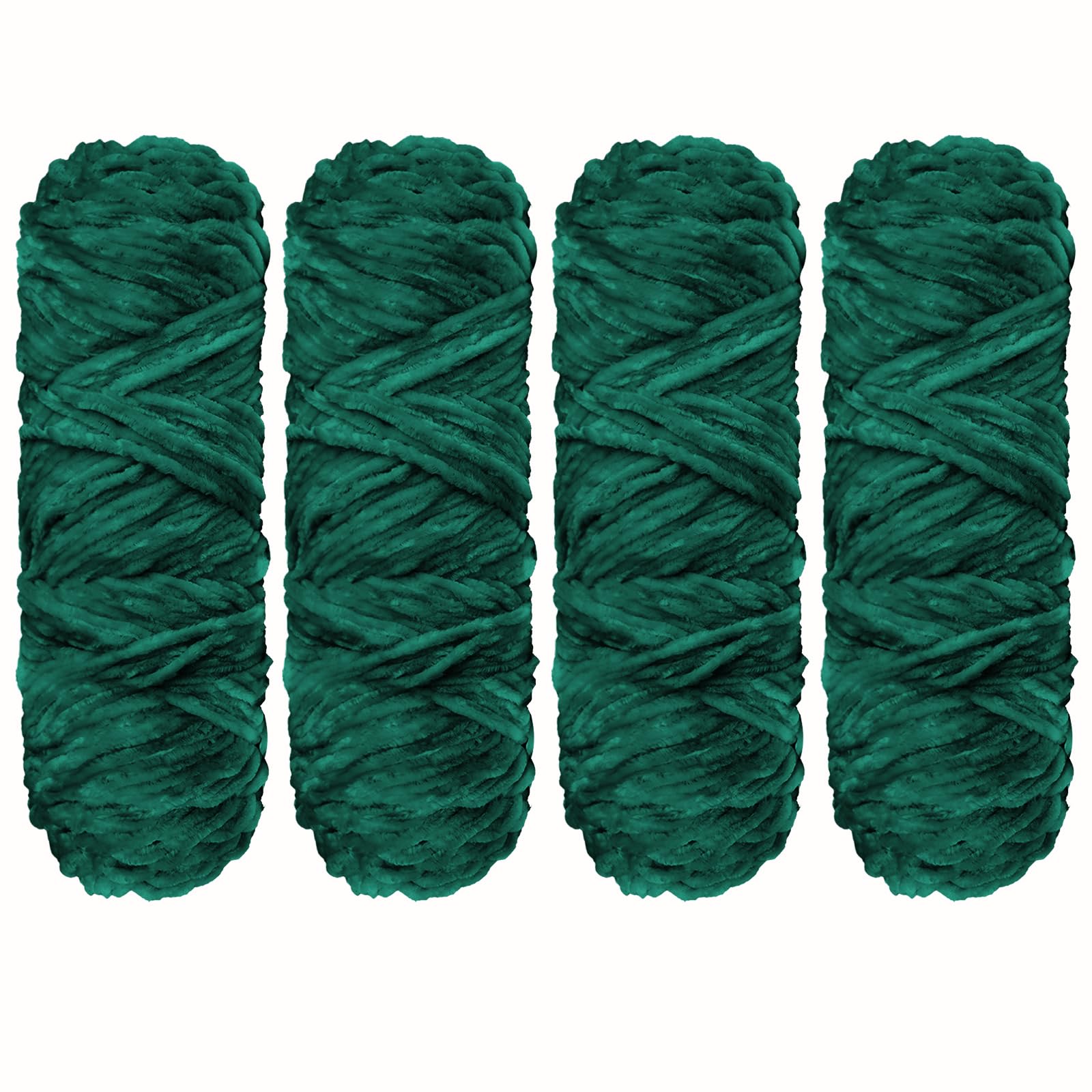 Crochet Yarn Chunky Yarn for Crochet Chunky Wool for Knitting100g Balls x4Chenille Yarn Wool for Crochet Kits for Beginners Adults for Handmade Crafts Hats Blankets Scarves(Christmas Green, 4pcs-400g)