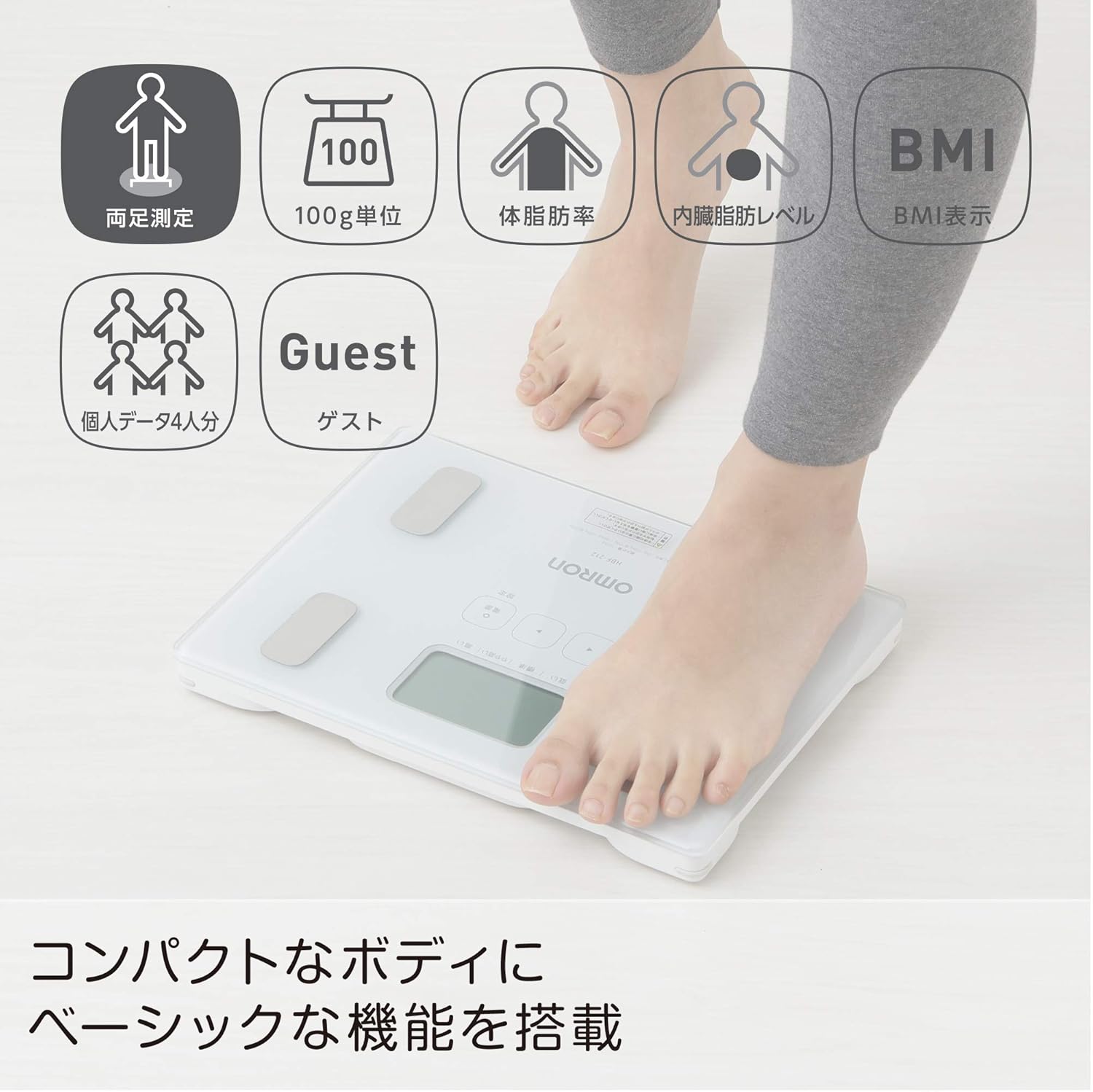 New! Omron Weight Scale Body Composition Meter Body Scan White HBF214