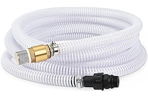 FLUENTPOWER 23FT x 1" Suction Hose Kit with Brass Fitting Check Valve and NPT 1" Thread, Water Intake Hose Set, Aspiration Ho