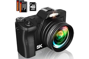 ZHEOZEIG 5K Digital Camera for Photography, WiFi Auto Focus Vlogging Video Camera for YouTube with 32GB SD Card, 6-axis Anti-Shake 3.5" Screen Fill Light 5K Camera with 58mm UV Filter, 16X Digital Zoom Camera