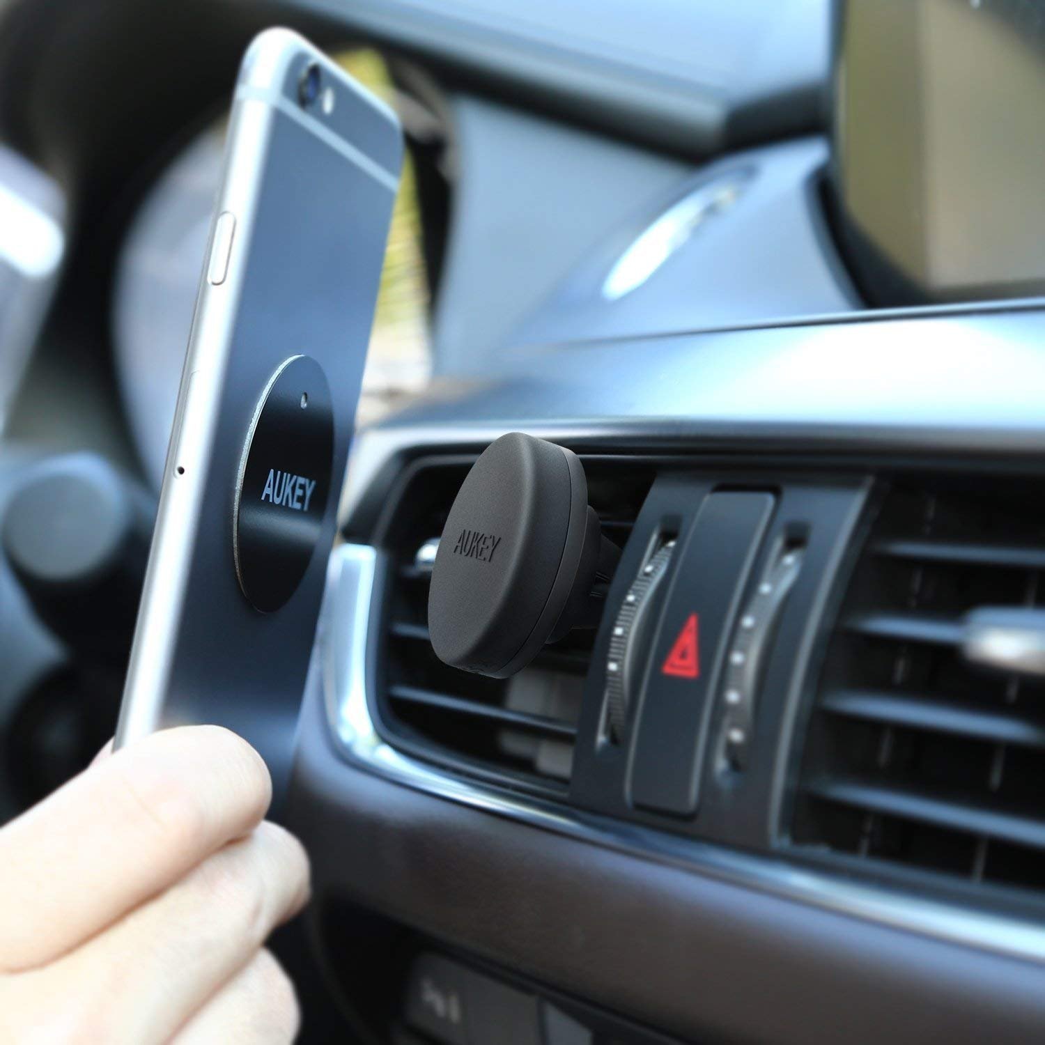 AUKEY Handyhalterung Auto Magnet ( 2 Stücke ) Lüftung KFZ Halterung Universal für iPhone 7/6s/6/5s/5, Samsung S8 und jedes Andere Smartphone Oder GPS - Schwarz