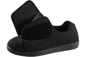 Ravelier Men's Adaptive Slip-Resistant Wide Width Diabetic Comfort Slipper Shoe with Adjustable Hook-and-Loop Closure