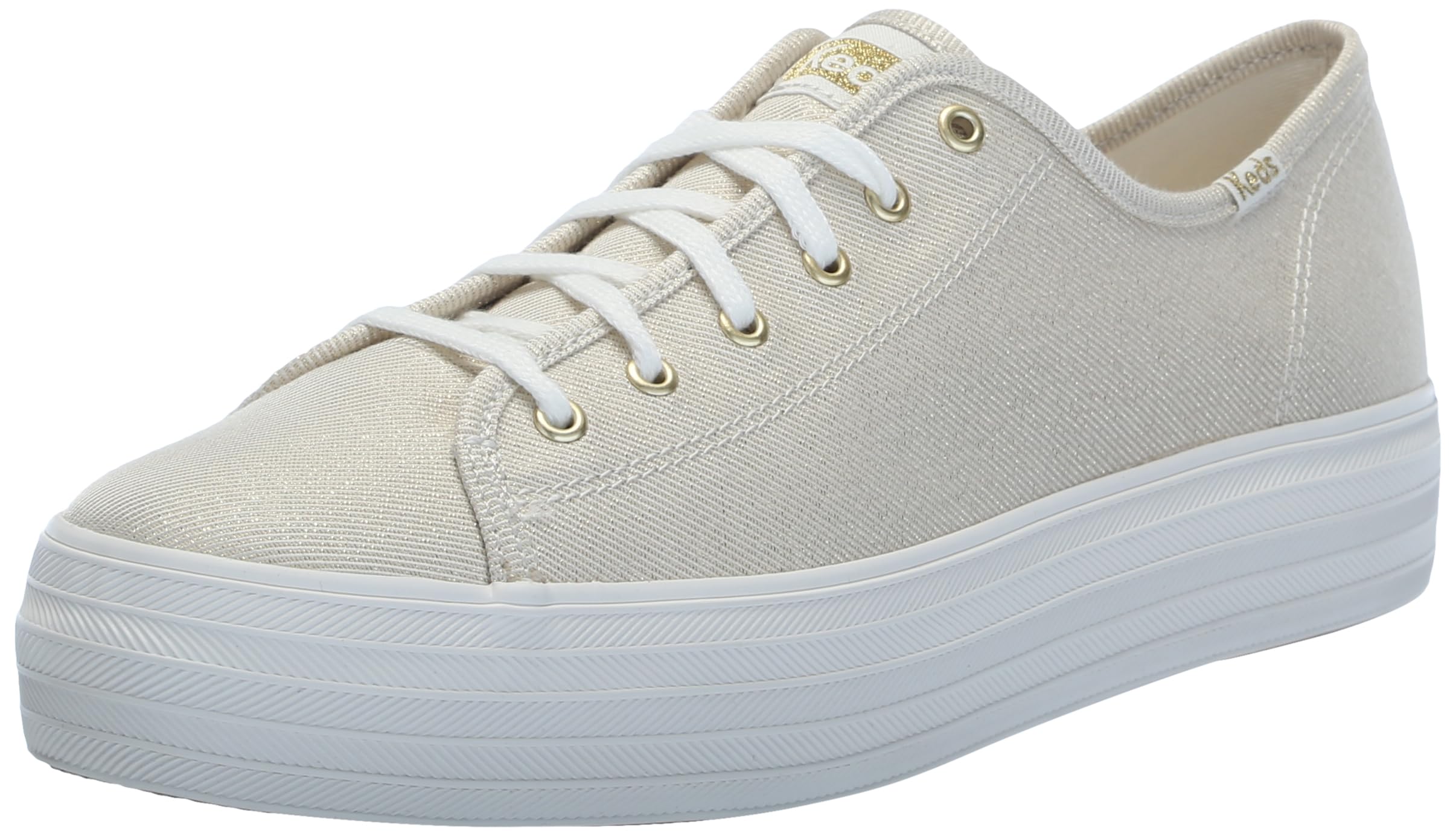 Keds Triple Kick Canvas, Sneaker Womens, Gold Metallic Textile, 10 Medium Image