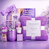 Valentine's Day gift for girlfriend,Birthday Gifts for Women, Romantic gifts,Purple Lavender Spa Flannel Blanket Gift Set, Gift For Female Friend, Mom, Wife, Girlfriend, Sister, Holidays