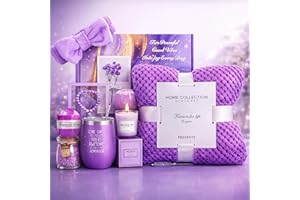 Birthday Gifts for Women, Self Care Gifts Get Well Soon Gifts,Lavender Spa Flannel Blanket Gift Set, Gift For Female Friend, 