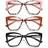 EYEURL Oversized Cat Eye Reading Glasses for Women Blue Light Computer Readers Spring Hinge Fashion Large Eyewear