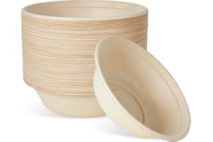 ECOLipak 32 OZ Large Compostable Disposable Paper Bowls, 70 Pack Biodegradable Bagasse Eco-Friendly Sugarcane Soup Bowls for Salad Wheat Flakes(Nature)