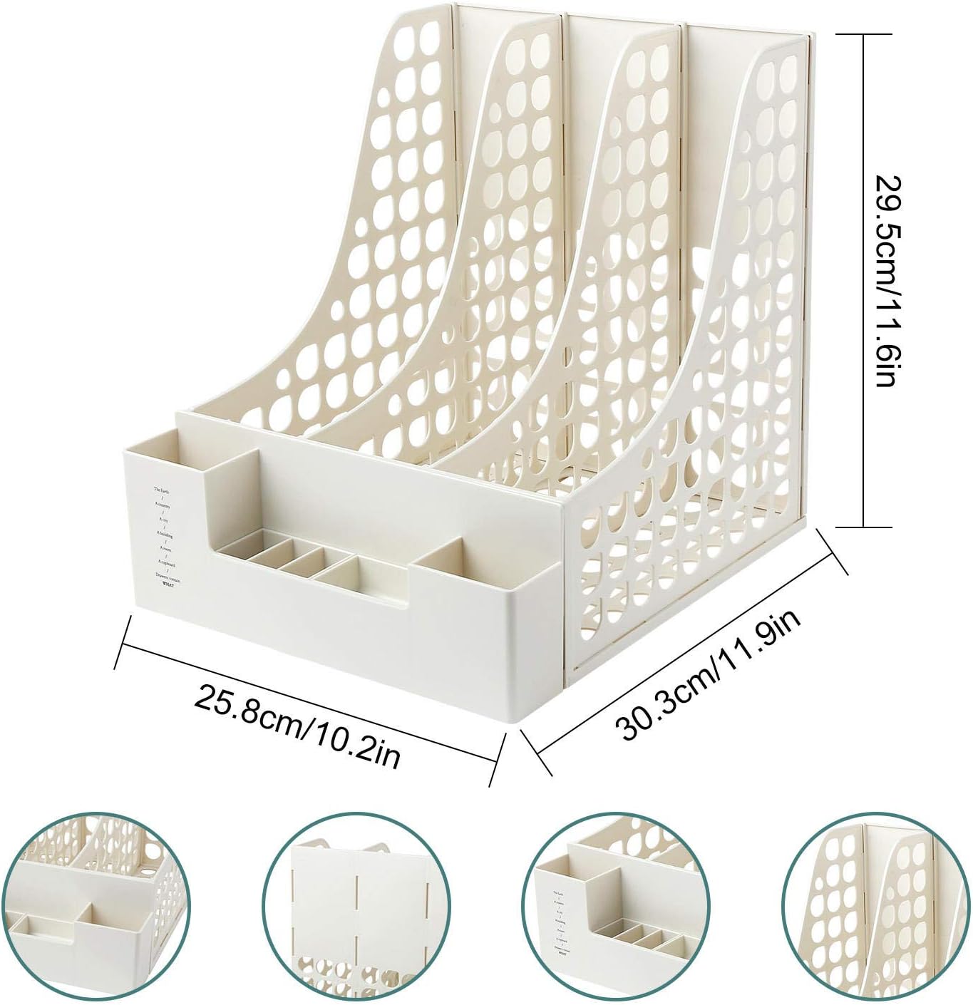 Desktop File Organizer, Office Supplies Desk Accessories with Pencil Holder for Desk Organization and Paper Organizer-Document Organizer, File Folder-White: Home Improvement