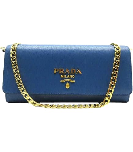 Prada Baltico Blue Vitello Phenix Leather Flap Crossbody Bag New
