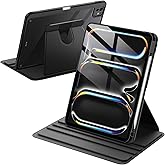 JETech Rotating Case for iPad Pro 11-Inch M5/M4 2025/2024 (6th/5th Generation) with Pencil Holder, Not for 4th/3rd/2nd/1st Gen, 360 Degree Rotation Protective Stand Cover Clear Back (Black)