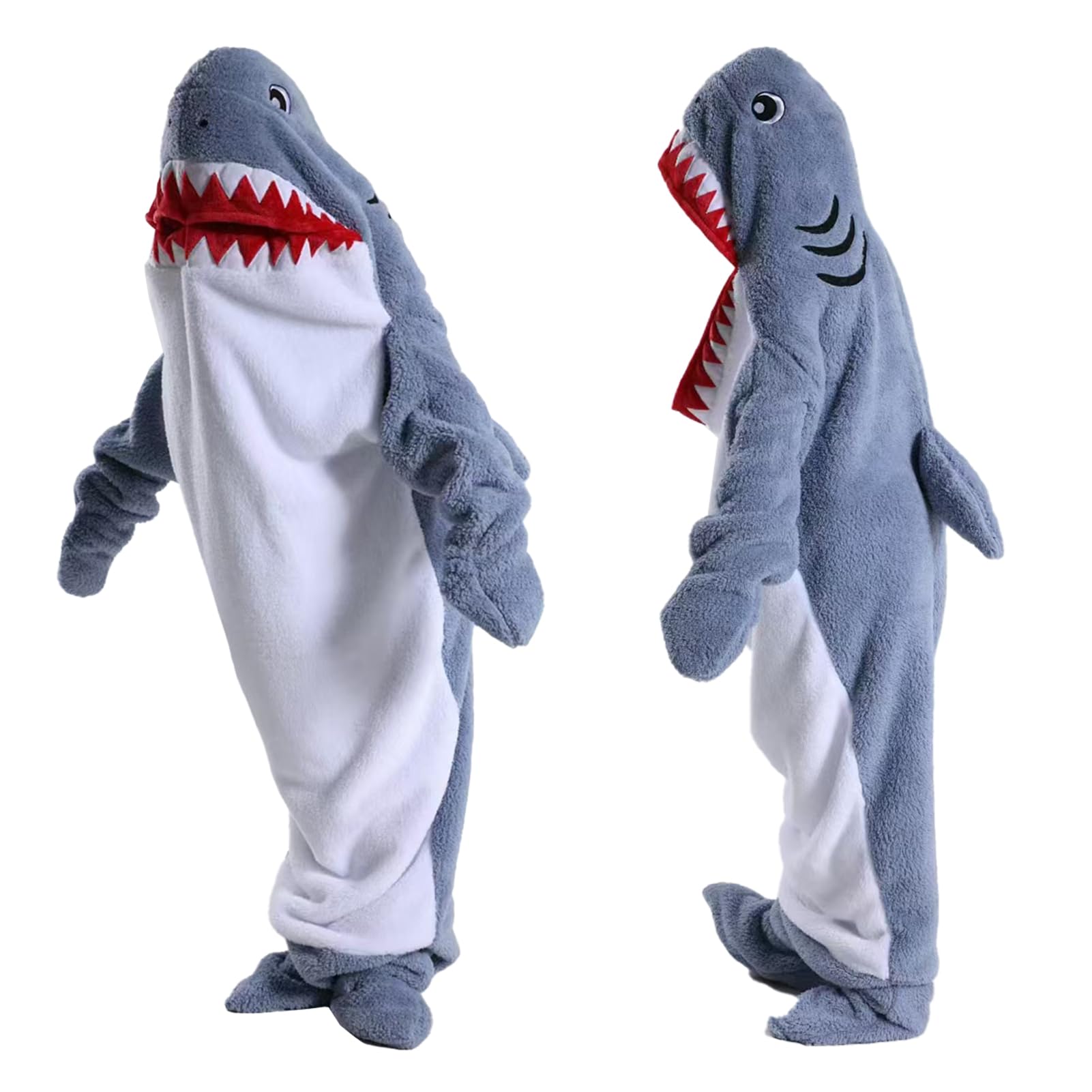 Shark Costume,Shark Blanket,Wearable Shark Sleeping Blanket，Soft and Comfortable Crystal Fleece Hooded Shark Sleeping Bag,The Perfect Gift for Shark Lovers (Gray blue,L)