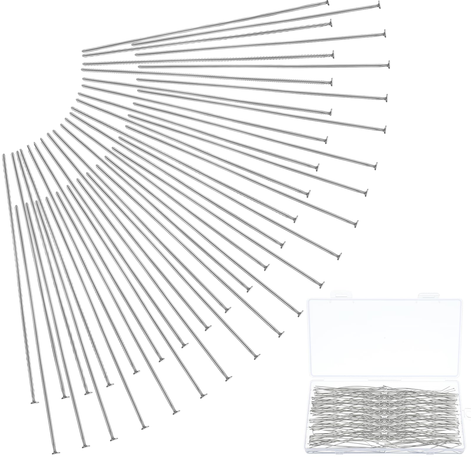 Photo 1 of 200 PCS Flat Head Pins for Jewelry Making, Stainless Steel Head Pins Long 70mm/2.75inch Silver Jewelry Pin, Metal End Headpins Long Flat Pin Jewelrys Findings for DIY Crafts Earring Pendant Supplies