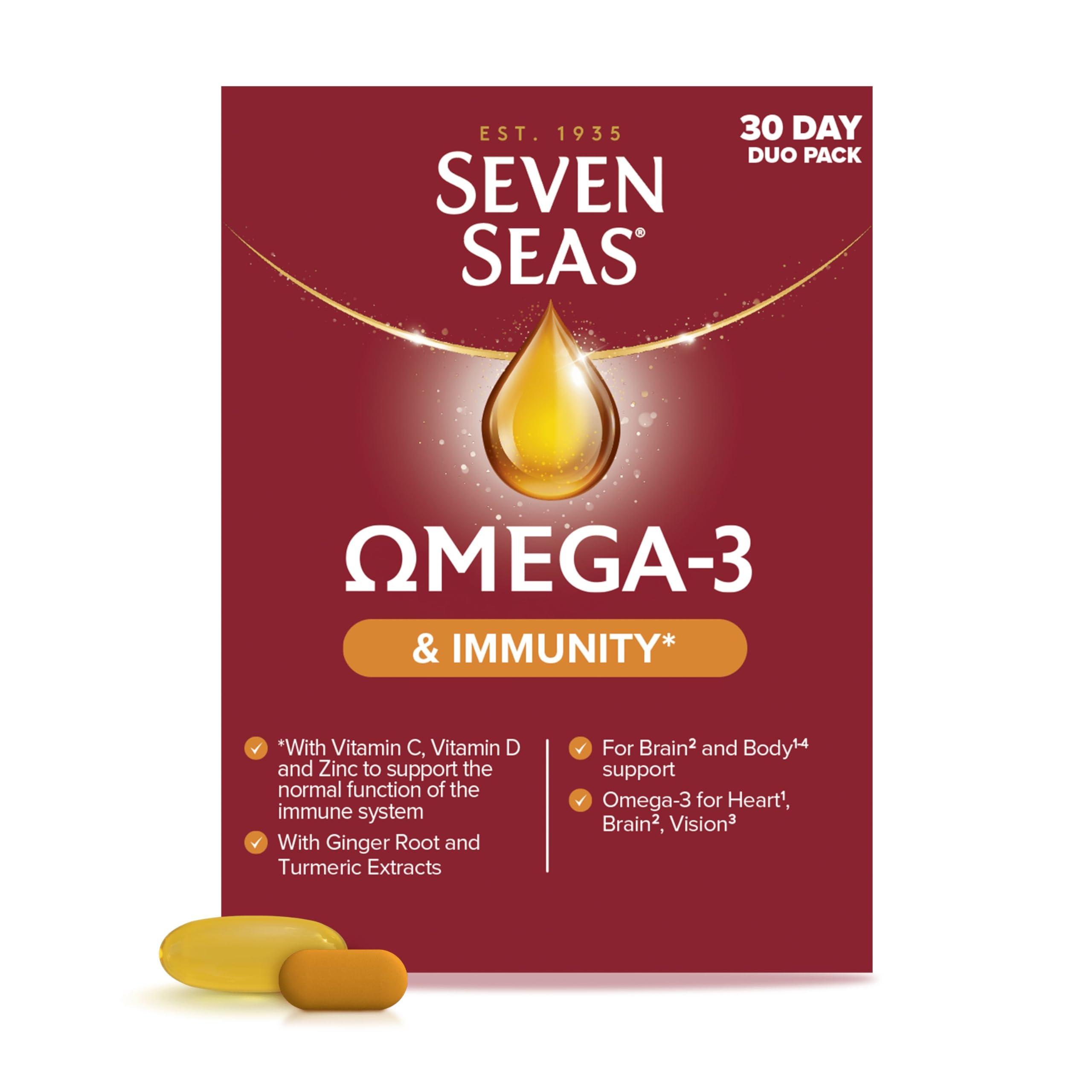 Seven Seas Omega-3 Fish Oil and Immunity, With Vitamin C, Vitamin D, Duo Pack: 30 Capsulesplus30 Tablets — image 1