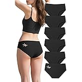 Omichic Women's 6 Pack Underwear Cotton Hipster Panties Low Rise Briefs Soft Strench Breathable Ladies Bikini Underwear