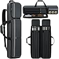 Aleemin Pool Cue Case 4x5, Pool Cue Carrying Case Soft Padded Billiard Stick Bag with Multi-pocket for 4 Butts and 5 Shafts, Pool Stick Case Cue Bag with Backpack-straps for Pool Cues and Accessories