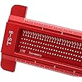 TS-8 Precision Marking T-Rule Aluminum Alloy Hole Positioning Scribing Gauge Woodworking Ruler Marking Gauge Measuring Tool(Red)