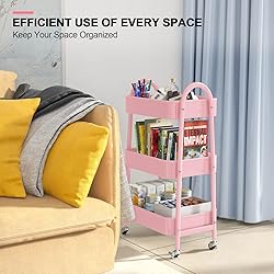 EAGMAK 3 Tier Utility Rolling Cart, Metal Storage
