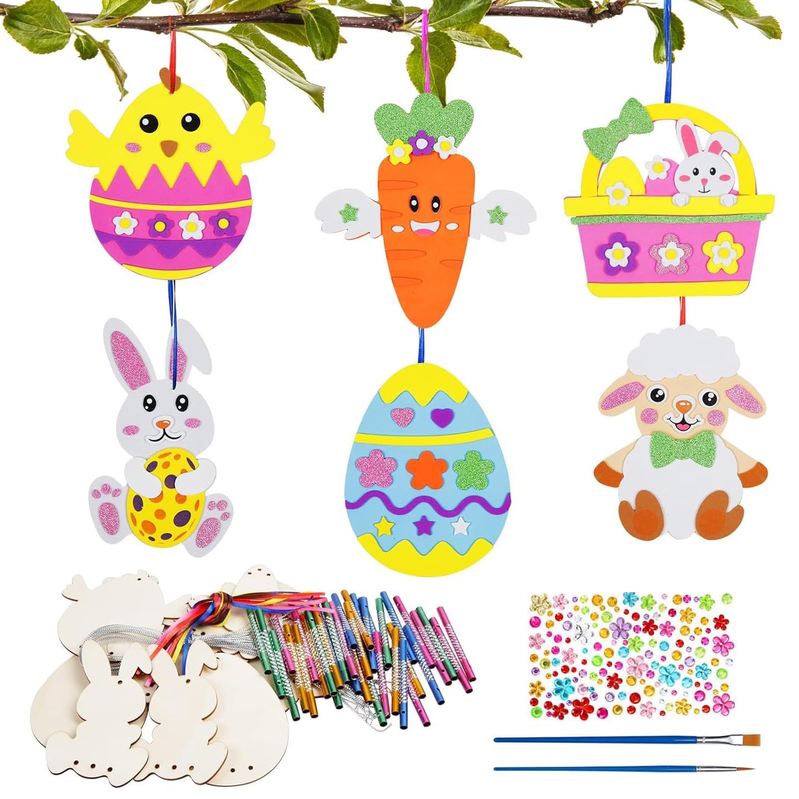 HTTDSLF Easter Wind Chime Craft Kits, Wind Chime Kits for Kids, DIY Wooden Wind Chimes, DIY Windchimes for Kids, DIY Crafts, Gifts, Art Activity