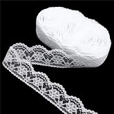 ZNZAKKA White Lace Trim, 22 Yards for Sewing, Wedding Decoration | Scalloped Edge, Floral Pattern for gift bouquets wrapping, DIY crafts