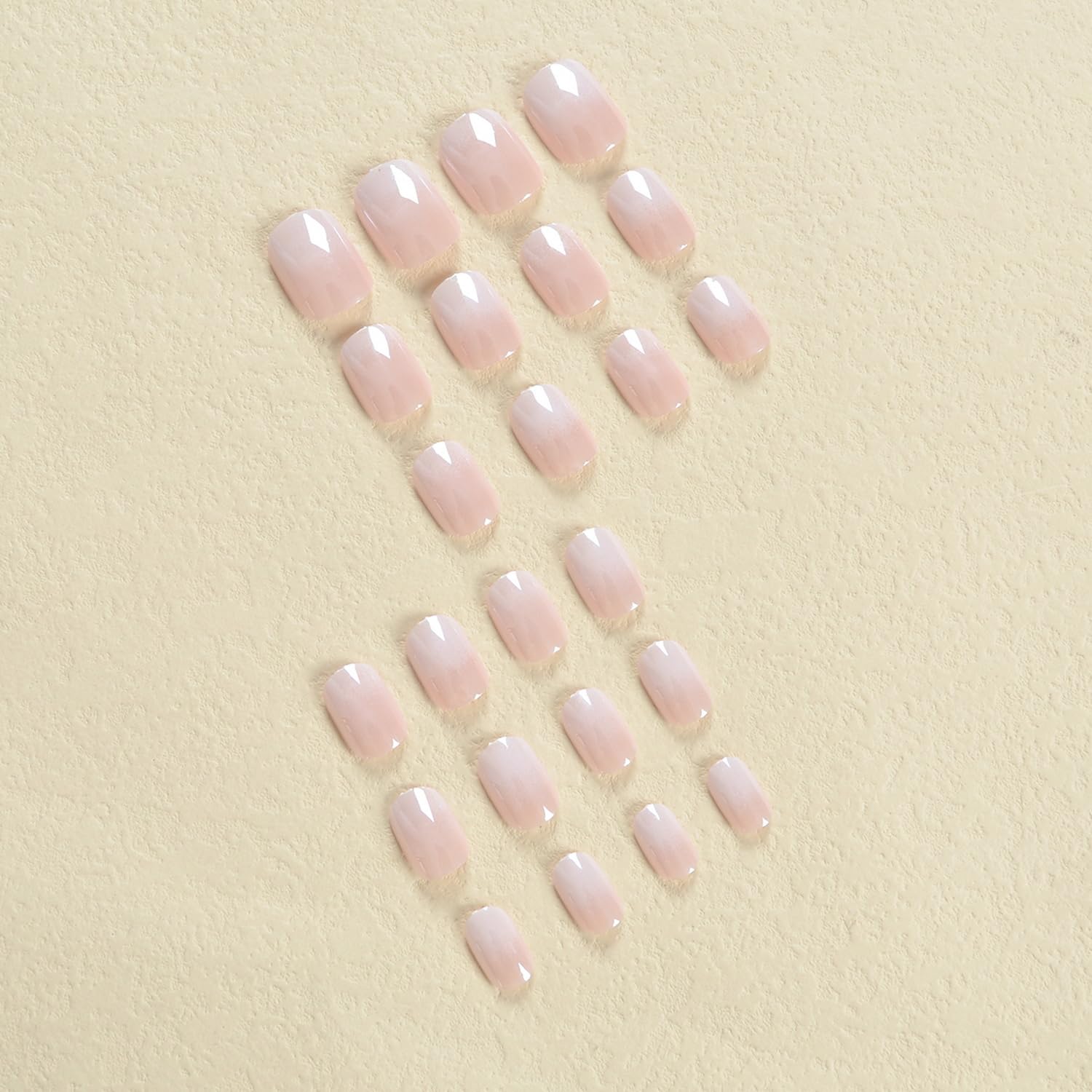 Gradient Short Press on Nails Square Chrome False Nails with Design French Acrylic Nails Glossy Reusable press on nails chrome Fake Nails Full Cover Stick on Nails for Women and Girls - Image 3