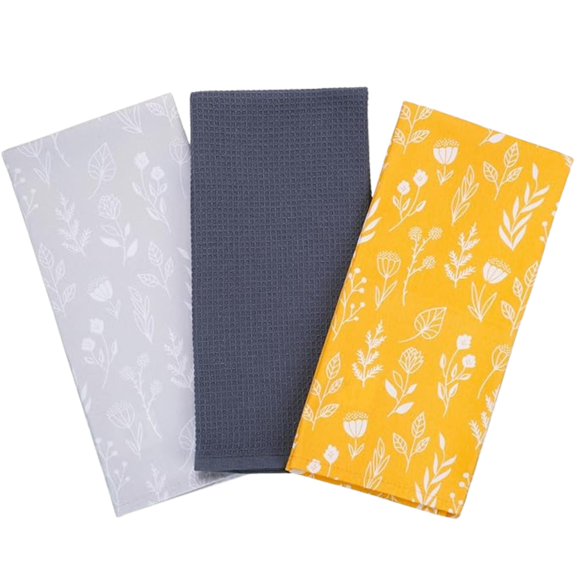 SiXsigma Sports Pack of 3 Tea Towels For Kitchen - Premium Cotton Decorative Kitchen Towel Linen for Cooking, BBQ, Baking & Dish Drying - Ideal For Women & Men (Retro Meadow)