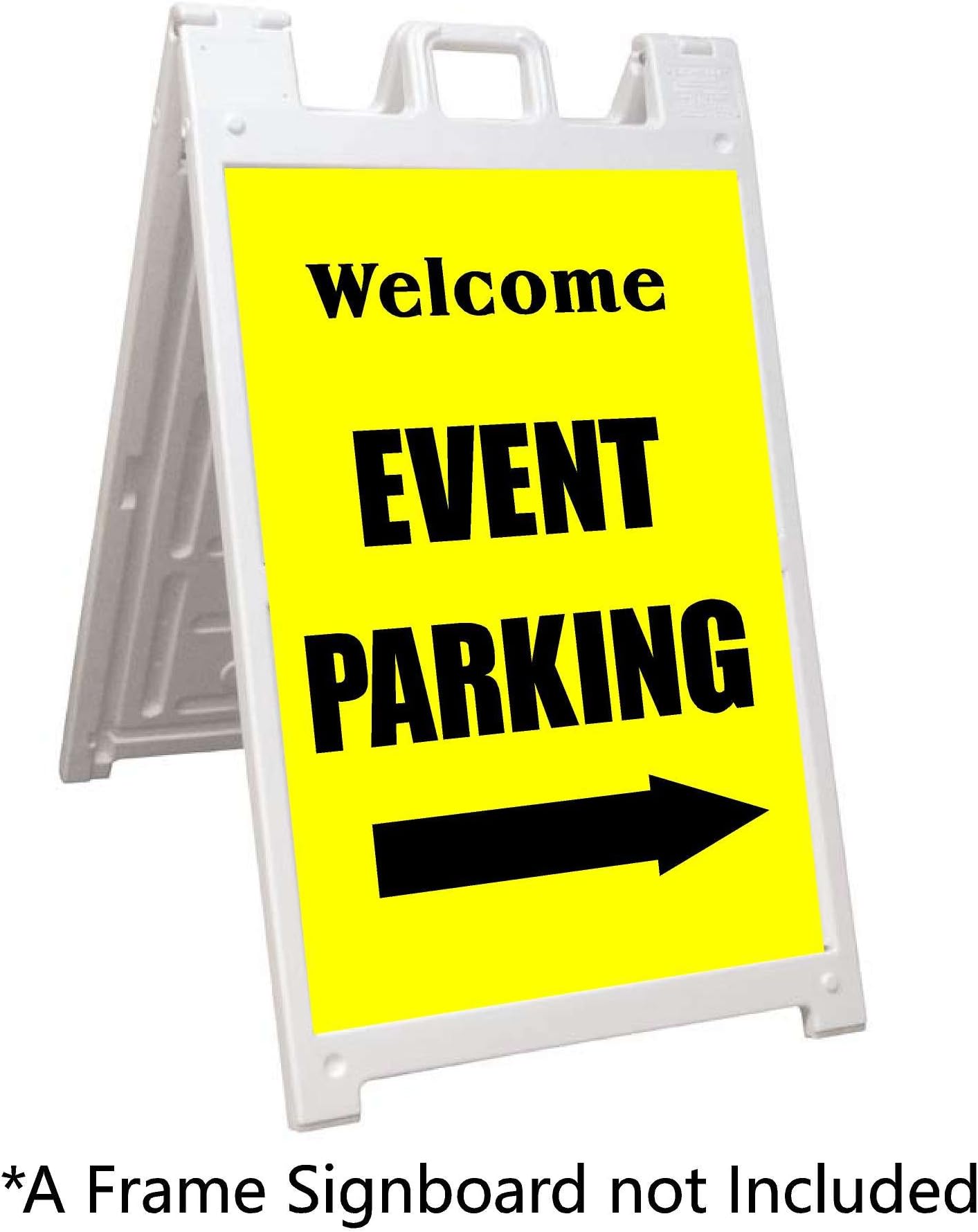 LAMINATED Two A-Frame Signicade Adhesive Parking Sign Vinyls Replacement - 24 by 36 inches Lasting Vinyl - (Signicade board not included) (02- Event Parking)