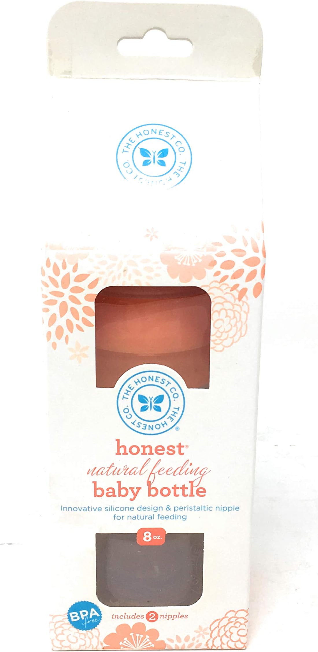 The Honest Company, Baby Bottle Silicon Peach 8 Ounce