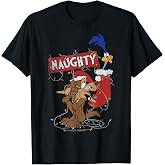 Looney Tunes Christmas Road Runner &amp; Wile E. Coyote Naughty T-Shirt