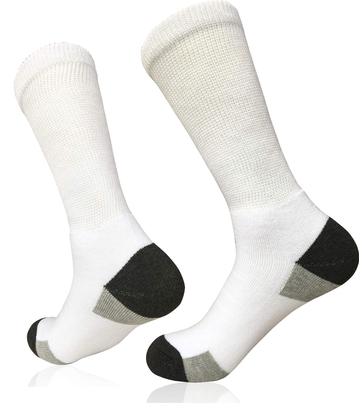 MOLAX Mens Diabetic Socks Non-Binding Crew Socks Cushioned for Edema Thick Ankle Diabetes Edema Swollen Feet