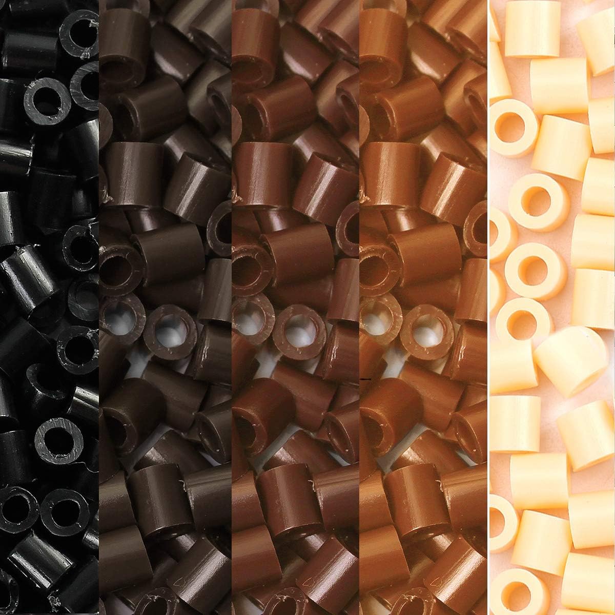 5,000 Fuse Beads in People Skin Tone Bisque, Peach, Caramel, Brown, Dark Brown 5 x 5mm Bulk Pack, Works with Perler Beads