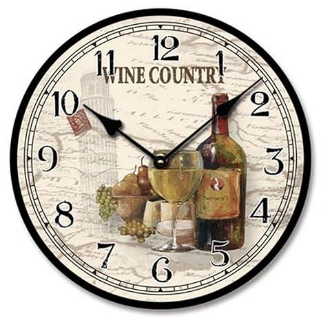Wine Theme Country Wall Clock Wood With Canvas Finish Amazon Co