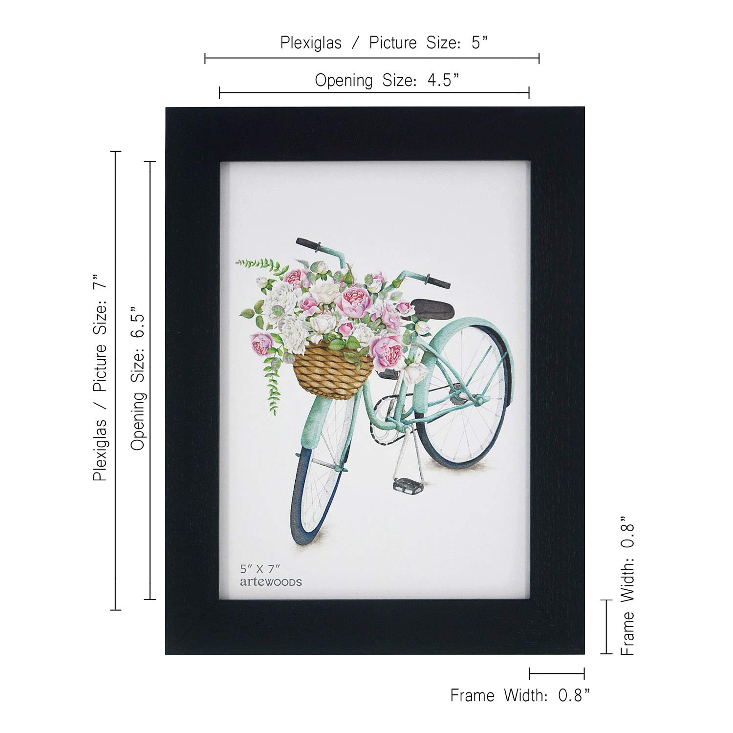 arteWOODS 5x7 Picture Frame 2 Pack Black Solid Wood Collage Photo Frames for Display Pictures 5 x 7 Inches, for Tabletop Display and Wall Decor