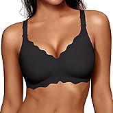 OEAK Women Bras No Underwire Scalloped Push Up Buttery Soft Tshirt Bra Seamless Full Coverage Convertible Everyday Bra