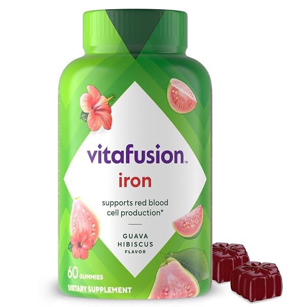 VITAFUSION IRON GUMMY VITAMIN SUPPLEMENT, SUPPORTS RED BLOOD CELL PRODUCTION*, GUAVA HIBISCUS FLAVOR, 30 SERVINGS, 60 COUNT