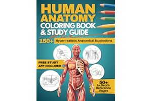 Human Anatomy Coloring Book and Study Guide: 150+ Hyper-Realistic Anatomical Illustrations, 50+ In-depth Anatomy and Physiology Study Guide Pages, and ... Medical, Nursing, and Healthcare Students.