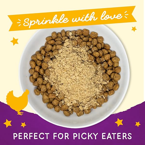 STELLA & CHEWY’S FREEZE-DRIED RAW CAT & KITTEN FOOD TOPPER – MAGICAL DINNER DUST – PREMIUM CAGE-FREE CHICKEN – GRAIN-FREE, PROTEIN-RICH – PERFECT FOR PICKY EATERS – 7 OZ