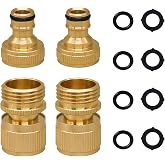 Napredak 3/4GHT Garden Hose Quick Connector Set, Hose Connectors For Spigot | For Sprayer/Sprinkler, Quick Connect Garden Hose Fittings, Garden Hose Quick Connect, Brass, Male And Female, No Leak, 2 Sets