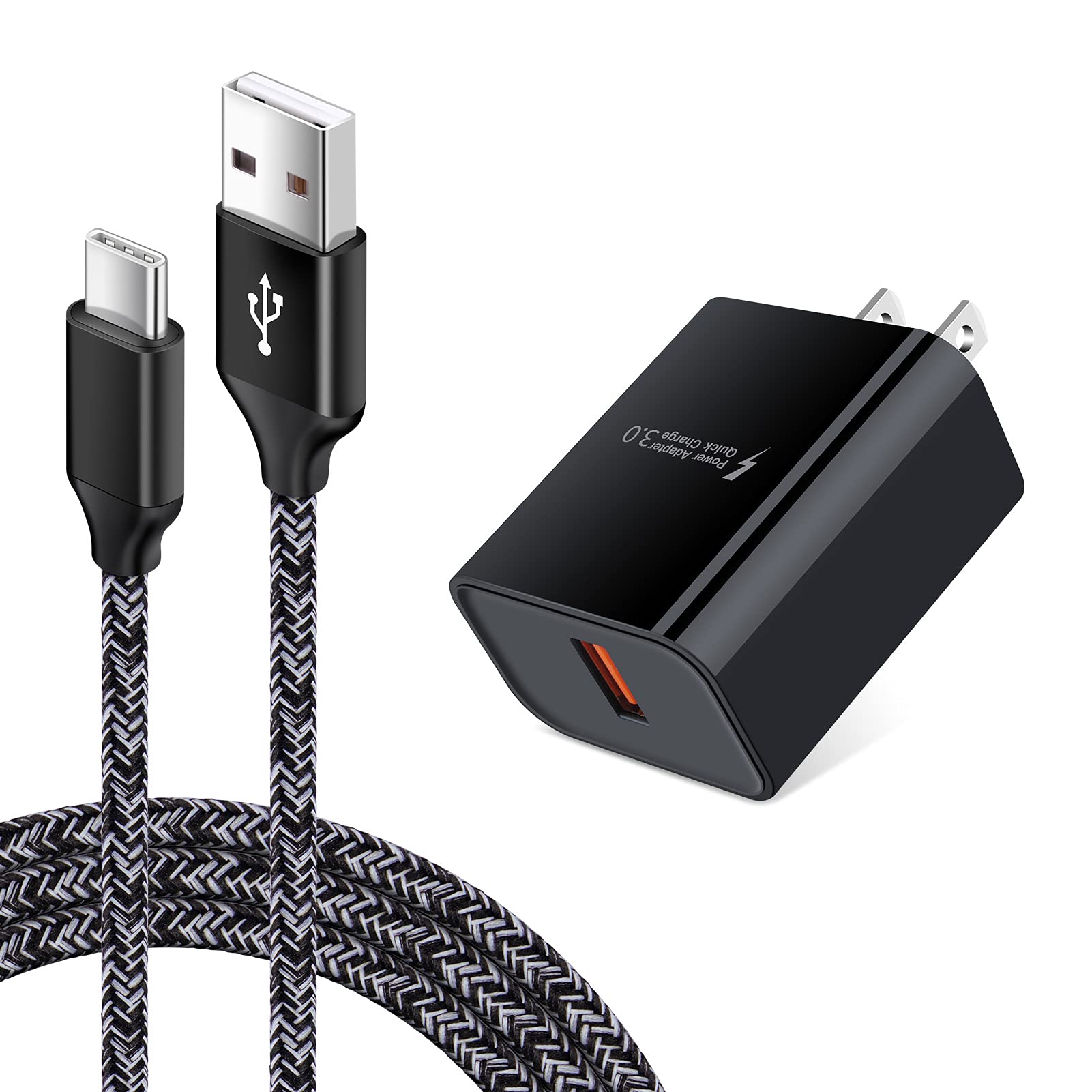 Quick Charge 3.0 Wall Charger Fast Charging Block for Samsung Galaxy A17 A16 5G S26 Ultra S25 S24 S23 S22 S21 S20 FE A15 A14 A13 A56 A55 A54 A21 A11 A10E, Adaptive Fast Charger Type C Charging Cable