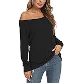 YSYOKOW Womens Cute Sexy Off Shoulder Blouses Long Sleeve Boat Neck Tunics Tops