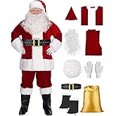 Santa Suit Deluxe Santa Claus Costume for Men, Christmas Adults Santa Costume Set Santa Outfit