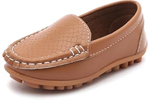 LONSOEN Toddler/Little Kid Boys Girls Soft Synthetic Leather Loafer Slip-On Boat-Dress Shoes/Sneakers