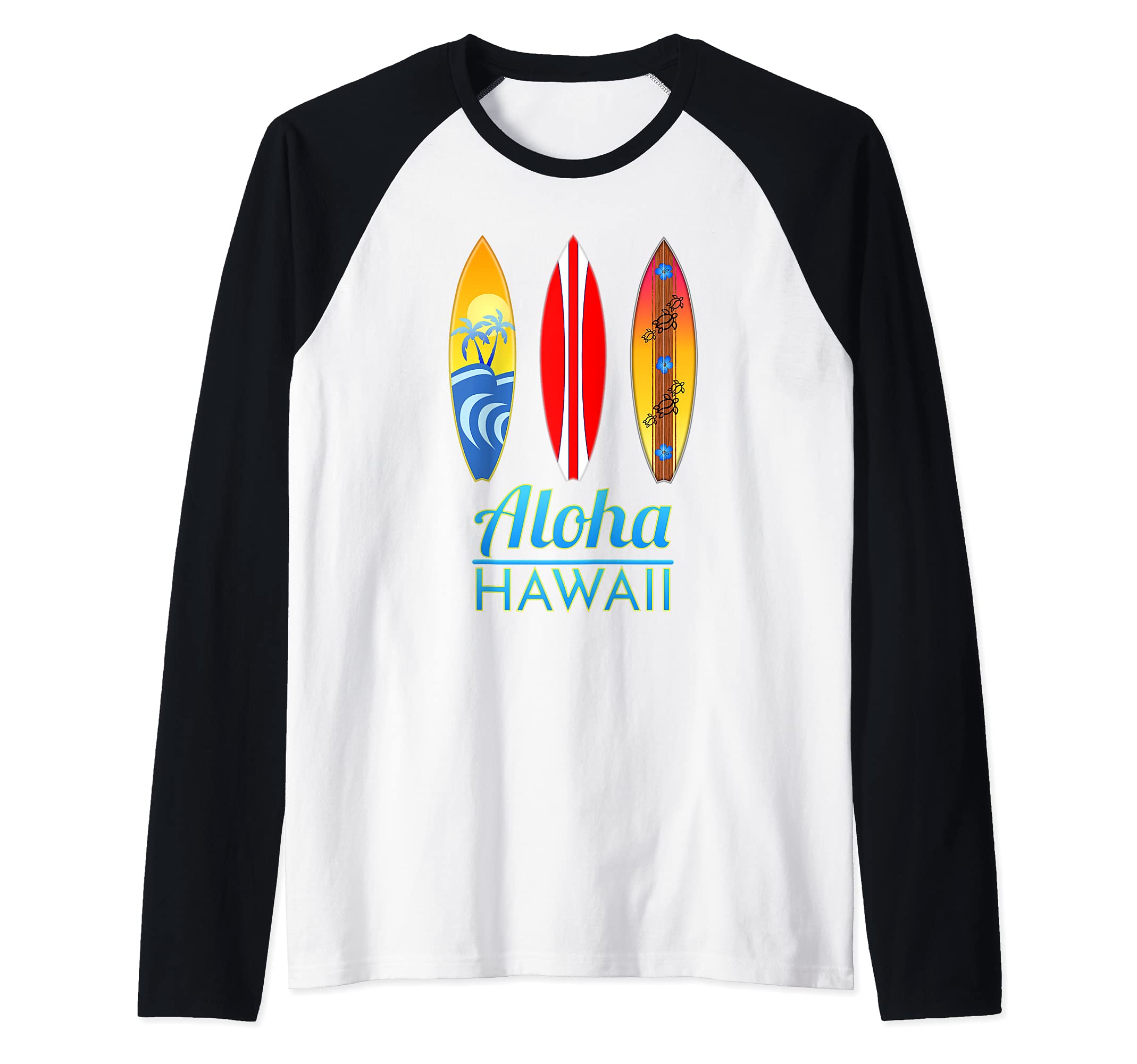 Aloha Hawaii Surfboards Surf Art Raglan Baseball Tee