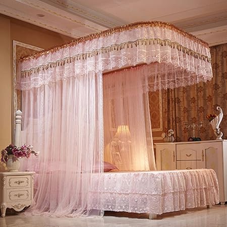 Moskitonetz Dreiturige U Bahn Haushalt Teleskopischen Doppel 1 8 M Bett Vorhang Typ Edelstahl Pink 2 2 2m Amazon De Kuche Haushalt